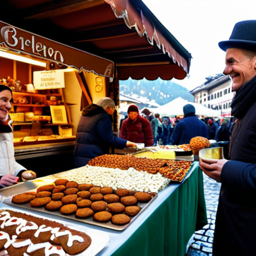 Home 10 Gastronomic Delights**
"A bustling Christmas market stall in Bolzano, Italy, overflowing with traditional holiday treats. Focus on gingerbread cookies decorated with intricate icing, steaming mugs of vin brulé, and roasted chestnuts. In the background, vendors in traditional Tyrolean clothing are smiling and serving customers. Everything is fully clothed and appropriate. Safe for work, professional photography, perfect anatomy, correct proportions, food photography, warm lighting, family-friendly, traditional."
**